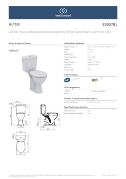 Pack WC sur pied surélevé avec abattant standard | Noe E905701