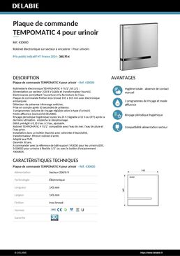 Plaque de commande électronique pour urinoir Inox satiné, 230/6V - kit 2/2 - TEMPOMATIC 4  | Réf. 430000