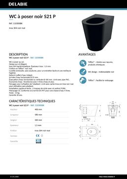 WC à poser noir S21 P | Réf. 110300BK 