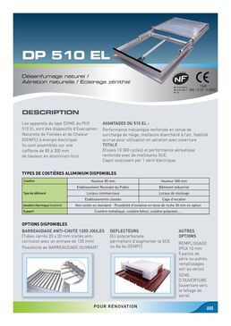 Exutoire de désenfumage pneumatique ou électrique pour toiture : DP 510 sur coiffante