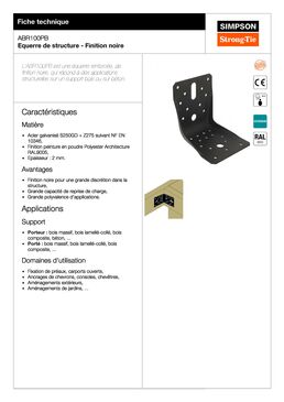 Equerre de structure en acier galvanisé | ABR100PB