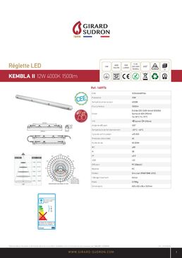  Luminaire extérieur : Réglette étanche LED EcoWatts IP65 650 x 82 x 86 x 347 mm | Kembla II