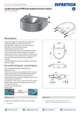 Lave-mains mural inox pour PMR | LM-115