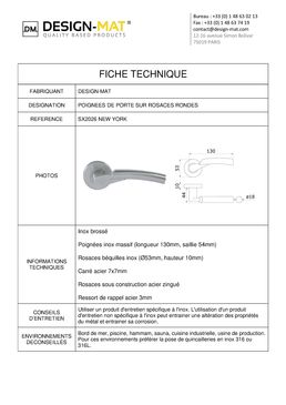 Poignée de porte d'intérieur | New York - SX2026