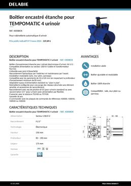 Boîtier encastré étanche F12 rob élect encastré 2306V pour urinoir TEMPOMATIC 4 - kit 1/2  | Réf. 430SBOX