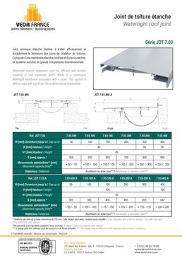 Joint de dilatation sismique étanche pour toiture | JDT 7.03 