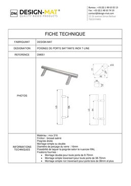 Poignée de porte battante inclinée | T-Line - DM051