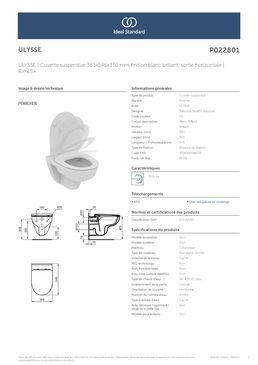 Pack WC suspendu RimLS+ avec abattant frein de chute | Ulysse+ P022801