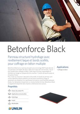 Panneau structurel hydrofuge avec revêtement laque et bords scellés, pour coffrage en béton multiple | Betonforce Black