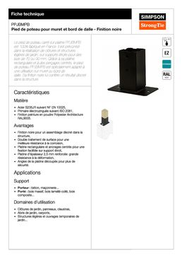 Pied de poteau pour muret et bord de dalle | PPJBMPB