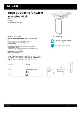 Siège de douche ALU relevable avec pied pour PMR | 510400