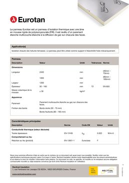  Isolation thermique support d’étanchéité sur acier ou bois  | Eurotan