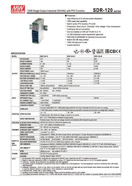 Alimentations AC/DC Rail DIN sortie 12V DC à 10A avec boîtier métallique | MEAN WELL SDR-120-12 