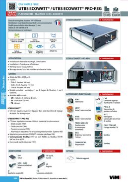 Système de traitement d'air - CTA Simple flux  | UTBS ECOWATT - UTBS ECOWATT PRO-REG