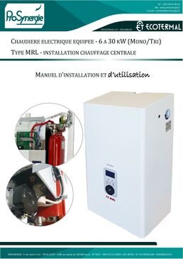 Chaudière électrique (radiateur/plancher chauffant) 6 à 30KW 230/400V (Mono/Tri) (HxLxP= 700x385x260mm) équipé (Vase 6l, pompe, soupape, vannerie, sécurité) raccords Ø1´´ + régulateur électronique climatique | SITE012227