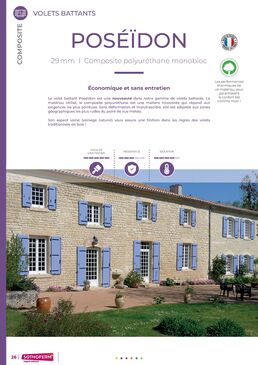 Volet battant composite polyuréthane monobloc à lames horizontales ou verticales | Poséïdon Battant