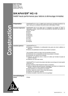 Additif d'aide à la compaction des bétons à démoulage immédiat | Sikapaver HC-10