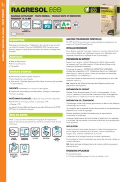 Ragréage autolissant pour trafic normal, destiné aux travaux neufs et de rénovation, épaisseur de 3 à 10 mm | RAGRESOL ECO