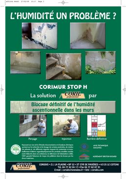 Hydrofuge antihumidité pour surfaces verticales | CORIMUR STOP H