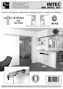 Système coulissant droit pour portes verre, ferrures invisibles | INTEC