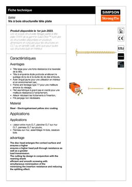 Vis à bois structurelle tête plate | SWW