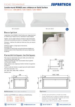 Lavabo mural avec crédence en Solid Surface | RIVAGE