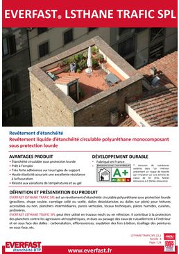 Revêtement d’étanchéité liquide circulable polyuréthane monocomposant sous protection lourde | EVERFAST LSTHANE TRAFIC SPL