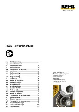 Rainureuse électrique du 1 au 12´´ (inclus rouleaux du 2 au 6´´) REMS Collum RG 2 | REM347008