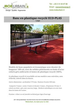 Banc en plastique recyclé | ECO-PLAS