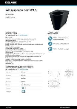 WC suspendu noir S21 S | Réf. 110310BK