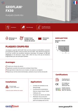 Plaque coupe-feu 3 heures pour gaines et conduits de désenfumage et ventilation | GEOFLAM® FX50