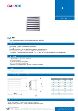 Grille extérieure rectangulaire (pas variable en fonction de la hauteur) | BLR-AV 