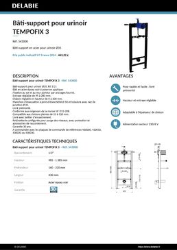 Bâti-support électrique pour urinoir Ø 35, secteur 230/6 V, kit 1/2 - TEMPOFIX 3 | Réf. 543000