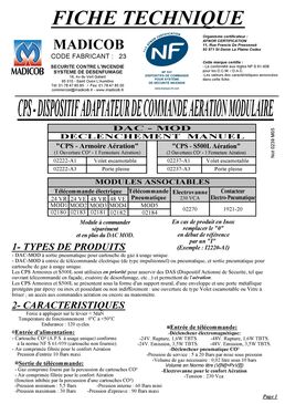 Dispositif de commande modulaire avec aération à sortie de télécommande pneumatique | D.C.M. / D.A.C.