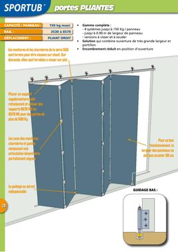 Système coulissant pour portes accordéon avec demi-panneau | SPORTUB_SERIE 600