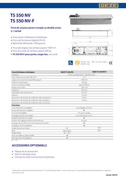 Pivot de sol pour portes à simple ou double action à 1 vantail | TS 550 NV - TS 500 NV