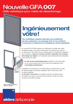 Grille clipsable et réversible pour volets de désenfumage | GFA 007