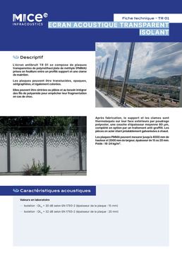 Écran acoustique et antibruit en Pmma transparent ou sérigraphié | Ecran antibruit transparent