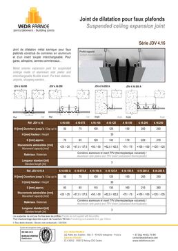 Joint de dilatation pour faux plafonds - ouverture jusqu'à 250 mm | JDV 4.16 