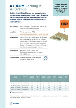 Plaque isolante PIR antidérapante pour l'isolation des toitures en pente par l'extérieur | Utherm Sarking K Anti-Slide