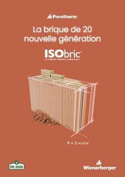 Brique en terre cuite de 20 cm remplie de laine de roche | Isobric Porotherm