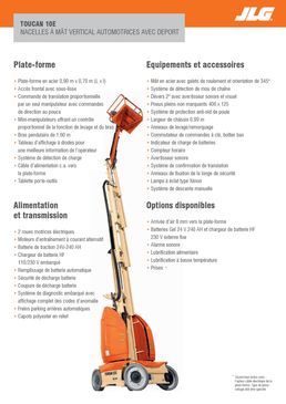 Nacelle élévatrice électrique à mat vertical 10 mètres en vente ou en location | Toucan T10E