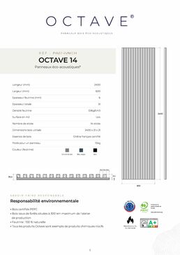 Octave 14 - Panneau acoustique - chêne français massif et feutrine de laine naturelle