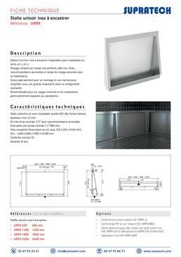 Stalle d'urinoir inox individuelle ou collective | URPX-600