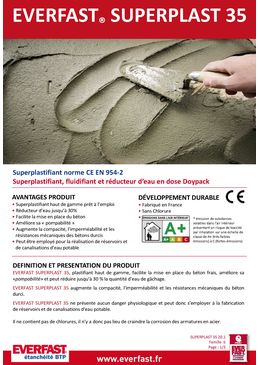 Superplastifiant norme CE EN 934-2 | EVERFAST SUPERPLAST 35