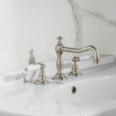 Mélangeur de lavabo 3 trous porcelaine blanche | THÉTIS Manettes M04-1301