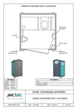 Cabine autonome avec lave-mains 