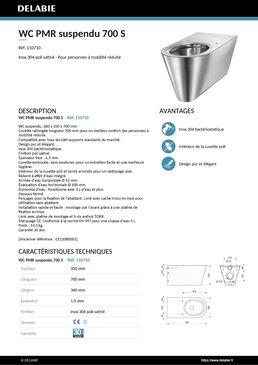 WC PMR suspendu 700 S | Réf. 110710