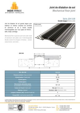 Joint de dilatation de sol renforcé en aluminium | JDH 5.08 