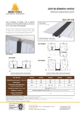 Joint de dilatation vertical pour murs, façades et plafonds | JDV 4.06 